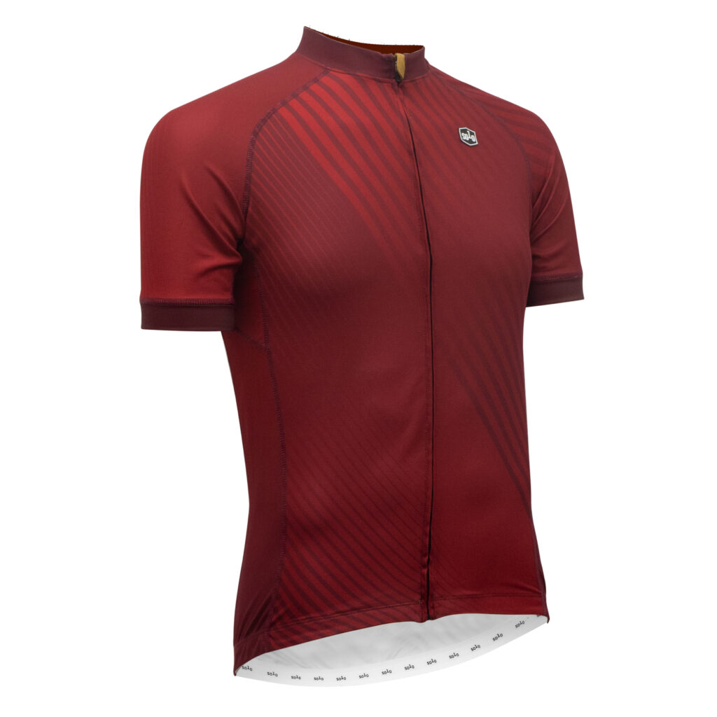 Men's cadence road cycling summer jersey in burgundy colourway