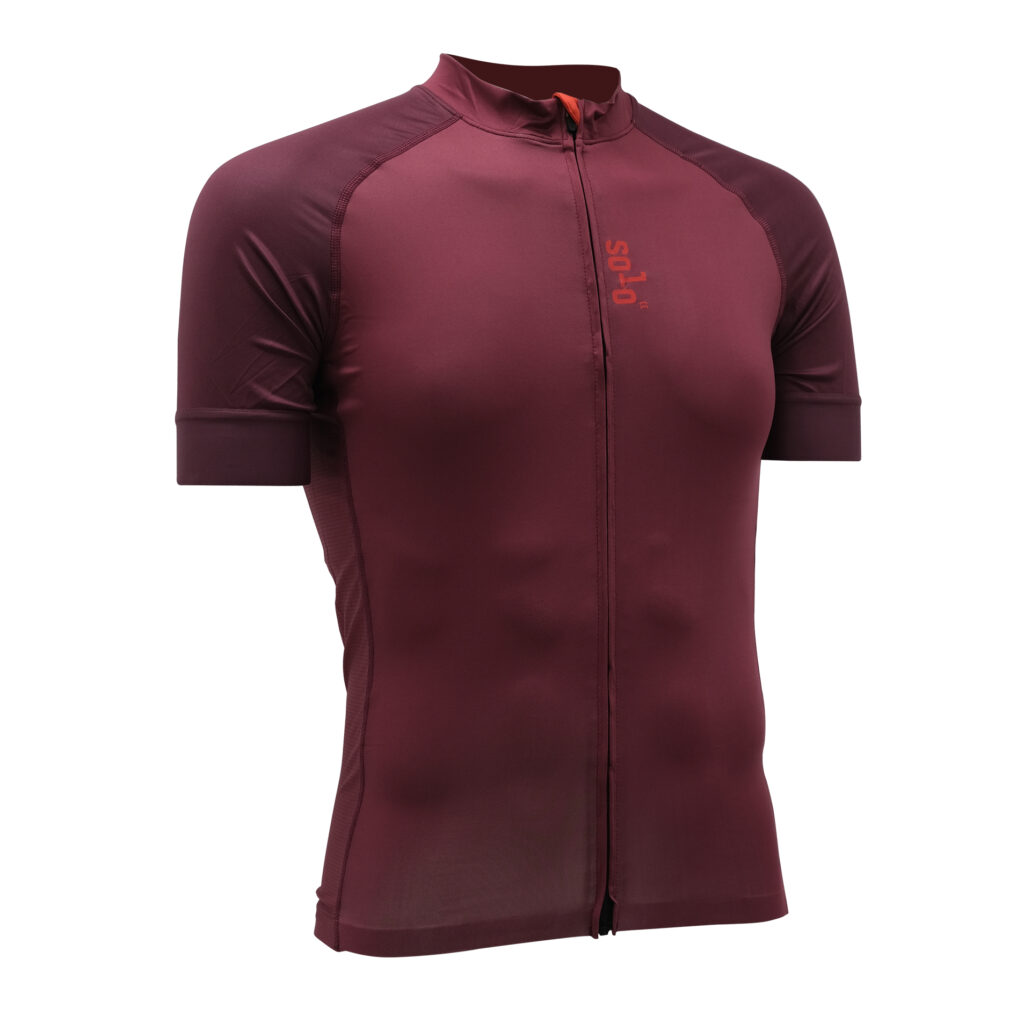 Men's team road cycling summer jersey in wine red colourway
