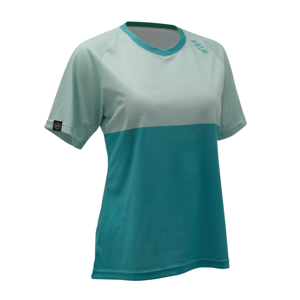 All-New 2023 Women's mountain bike cycling explore Jersey in teal and blue colourway front